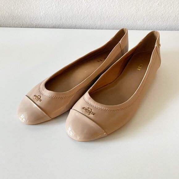 Coach Chelsea Matte Leather Patent Toe Ballet Flats Size EU 39/US 8.5 EXCELLENT - Picture 2 of 14